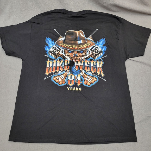 Harley-Davidson Other - HARLEY DAVIDSON Shirt XL Black Daytona Beach Bike Week 2025 Skull Bones Blue New
